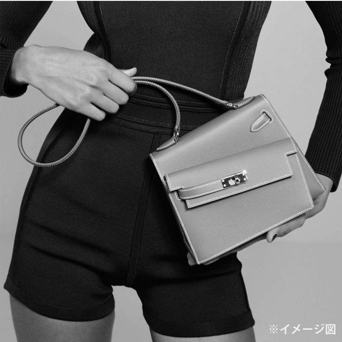HERMES Shoulder bag Kelly mini 2 Kelly20 en Desordre Noir (Black) Veau Epsom Gold HW Stamp G[EXCELLENT][Authentic]