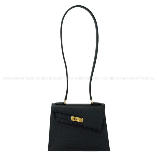 HERMES Shoulder bag Kelly mini 2 Kelly20 en Desordre Noir (Black) Veau Epsom Gold HW Stamp G[EXCELLENT][Authentic]