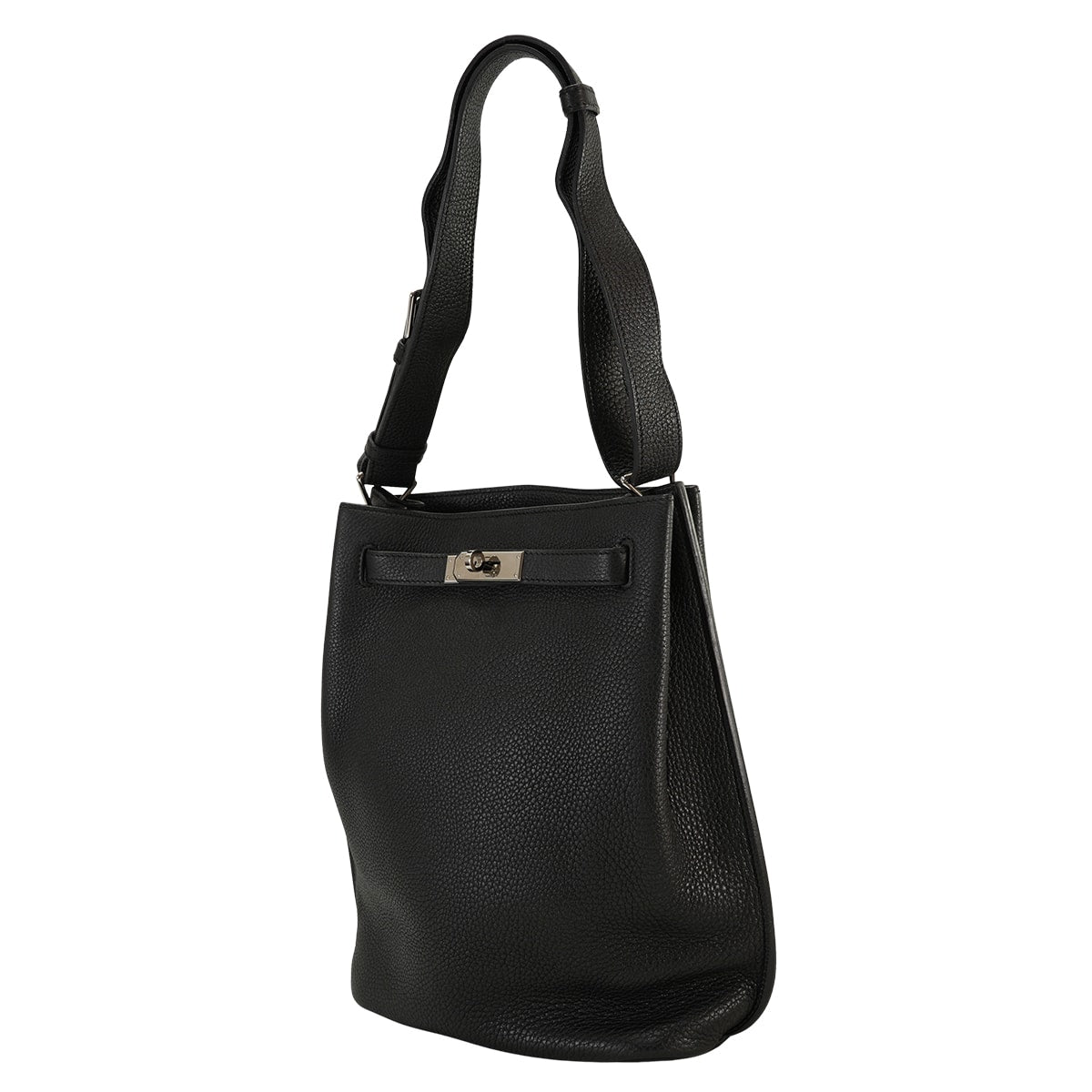 [Pre-loved] HERMES Shoulder bag So Kelly 22 Noir (Black) Veau Togo Silver HW Stamp □L[LIKE NEW][Authentic]