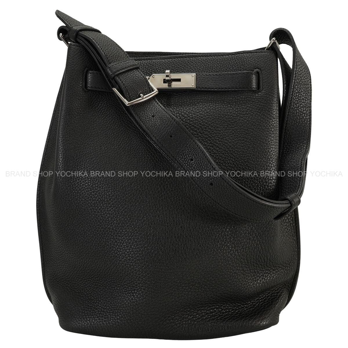 [Pre-loved] HERMES Shoulder bag So Kelly 22 Noir (Black) Veau Togo Silver HW Stamp □L[LIKE NEW][Authentic]