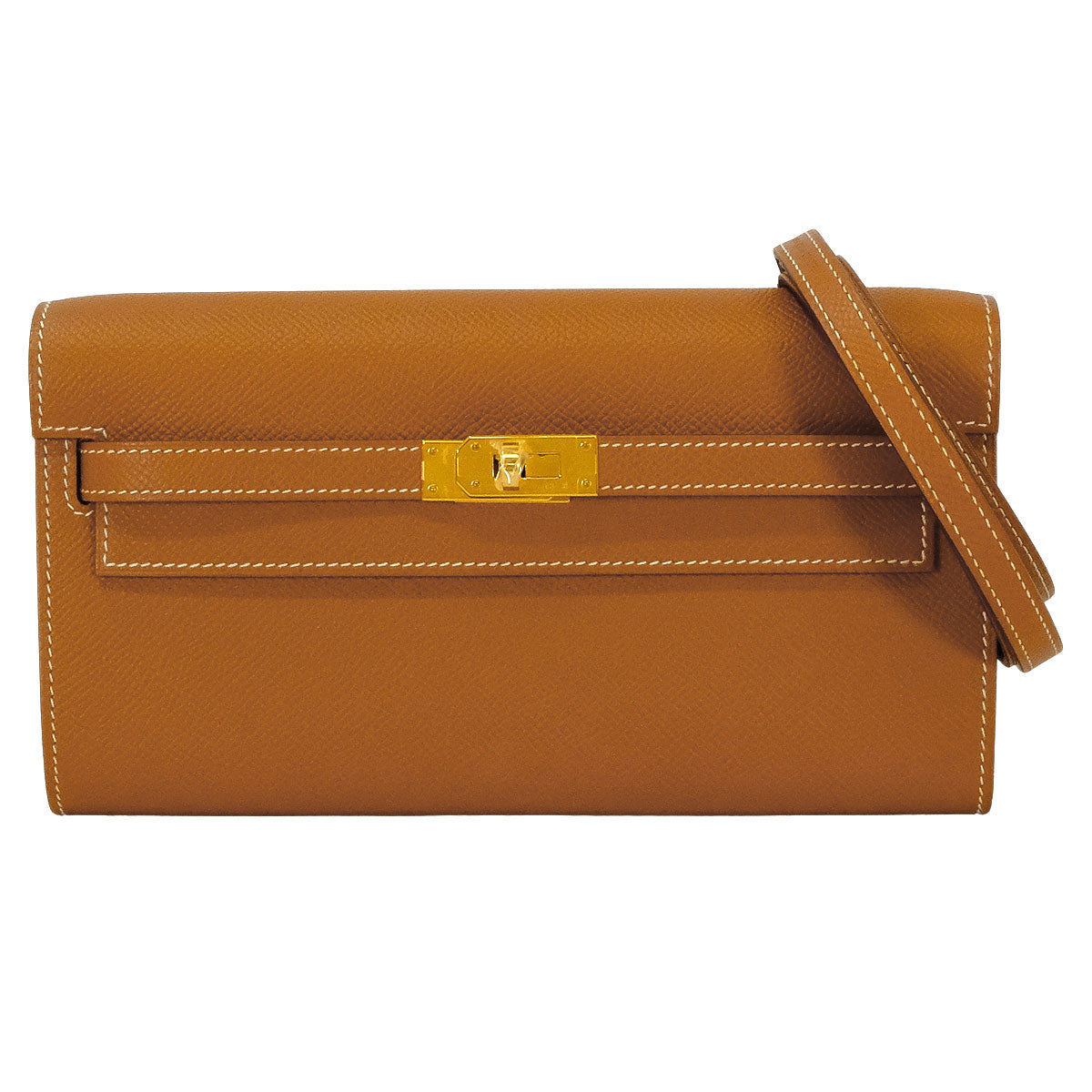 HERMES long wallet Kelly Wallet Long To Go Gold Veau Epsom Gold HW Stamp Z[EXCELLENT][Authentic]