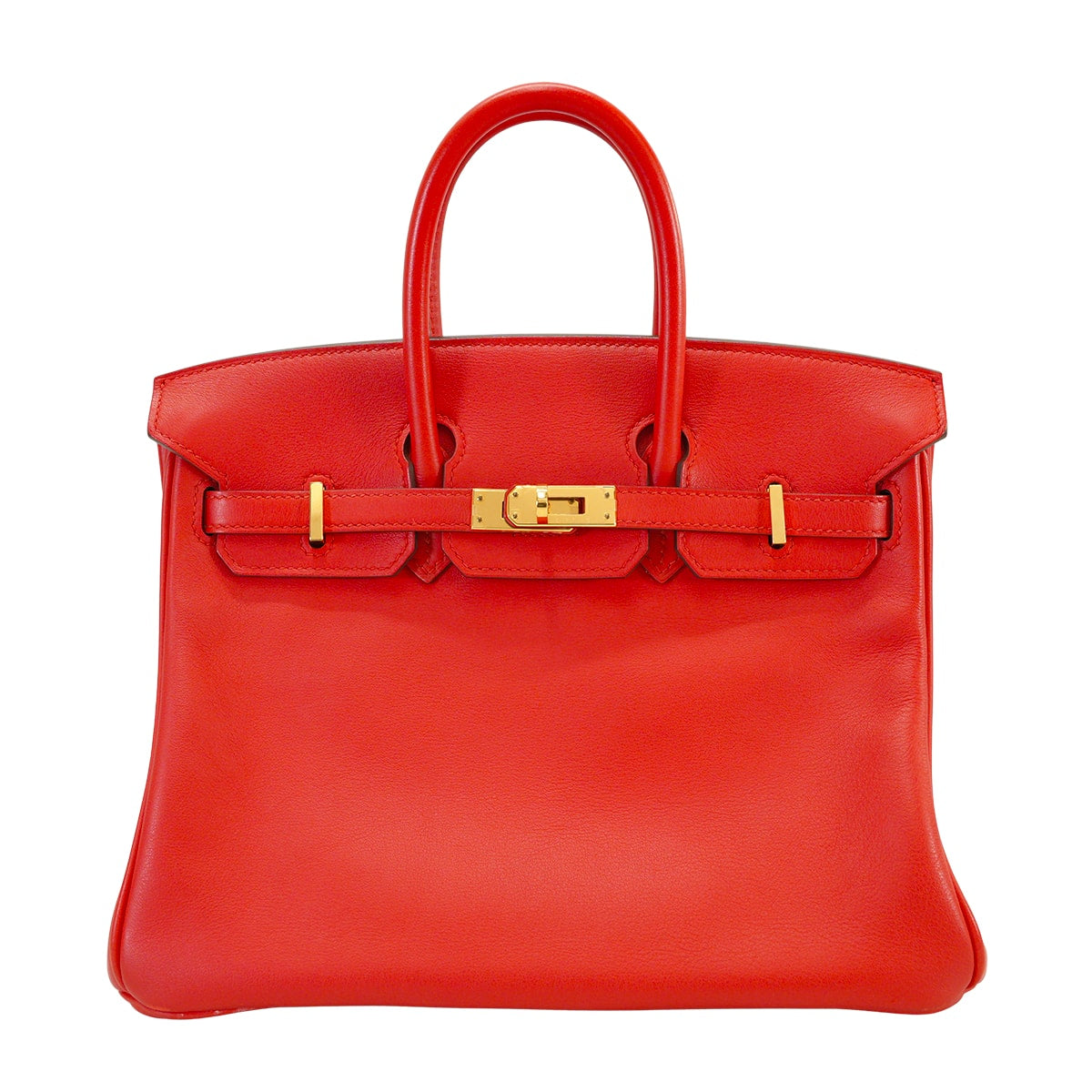 [Pre-loved] HERMES Handbag Birkin25 Rouge Tomate Veau Swift Gold HW Stamp A[USED SA][Authentic]