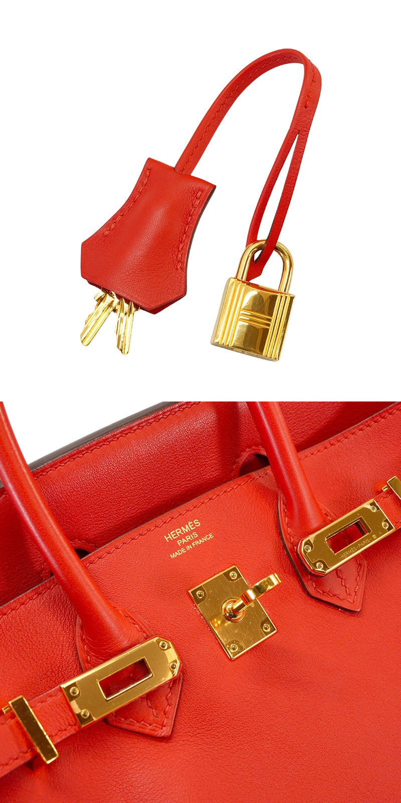 [Pre-loved] HERMES Handbag Birkin25 Rouge Tomate Veau Swift Gold HW Stamp A[USED SA][Authentic]