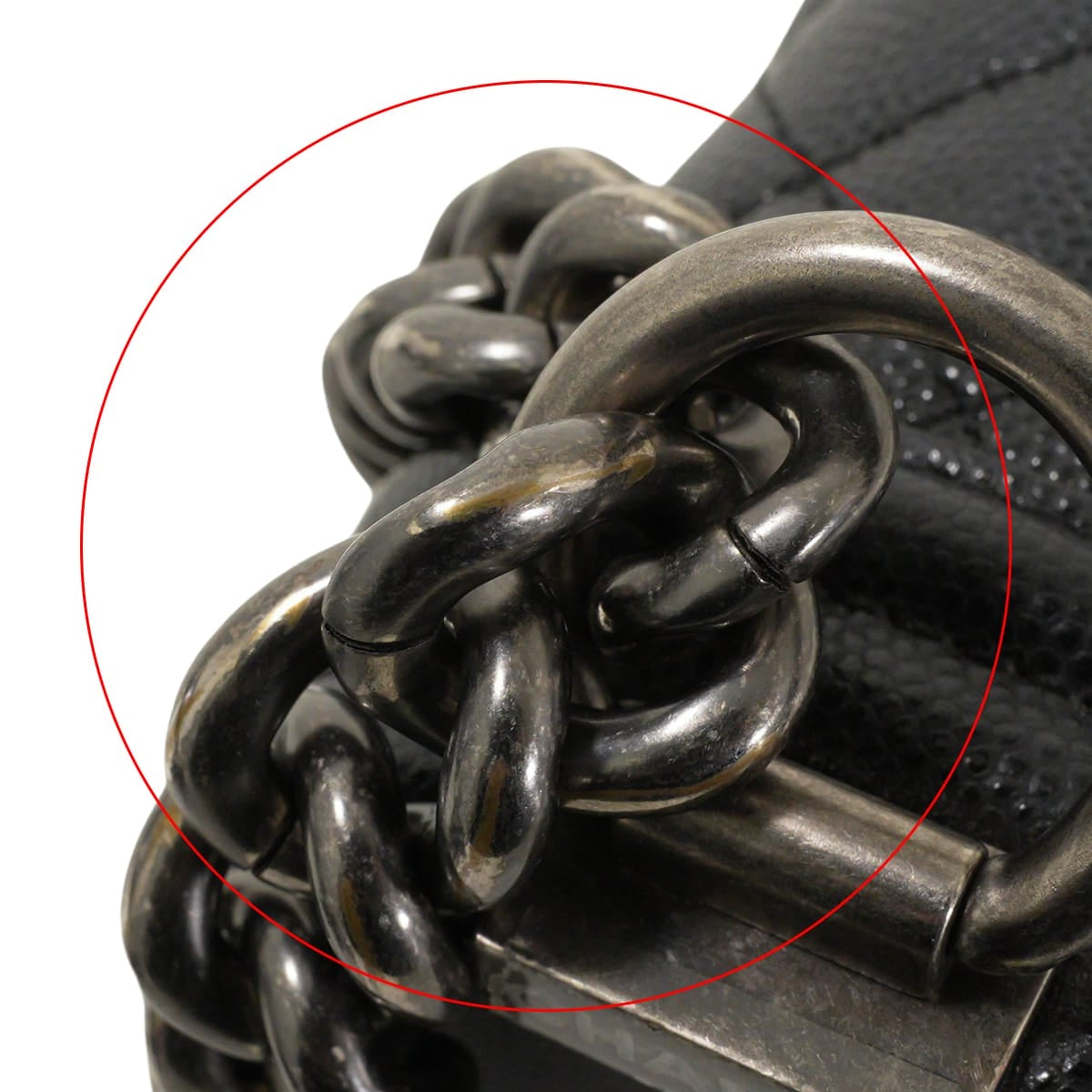 [Pre-loved] CHANEL Shoulder bag Boy Chanel 25 Matelasse Chain Noir (Black) Graind Calf(Caviarskin) Antique matte Silver hardware A67086[USED SA][Authentic]