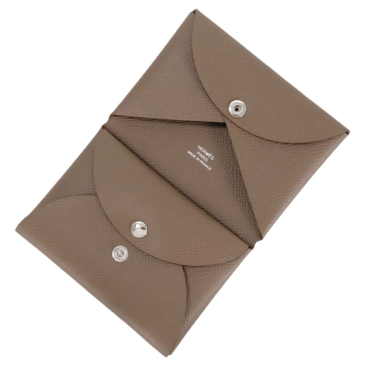 HERMES card holder Calvi Duo Etoupe Veau Epsom Silver HW Stamp G[BRAND NEW][Authentic]