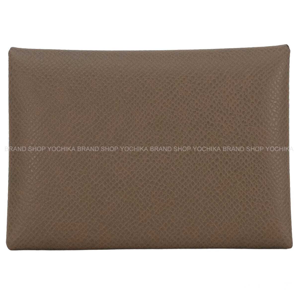 HERMES card holder Calvi Duo Etoupe Veau Epsom Silver HW Stamp G[BRAND NEW][Authentic]