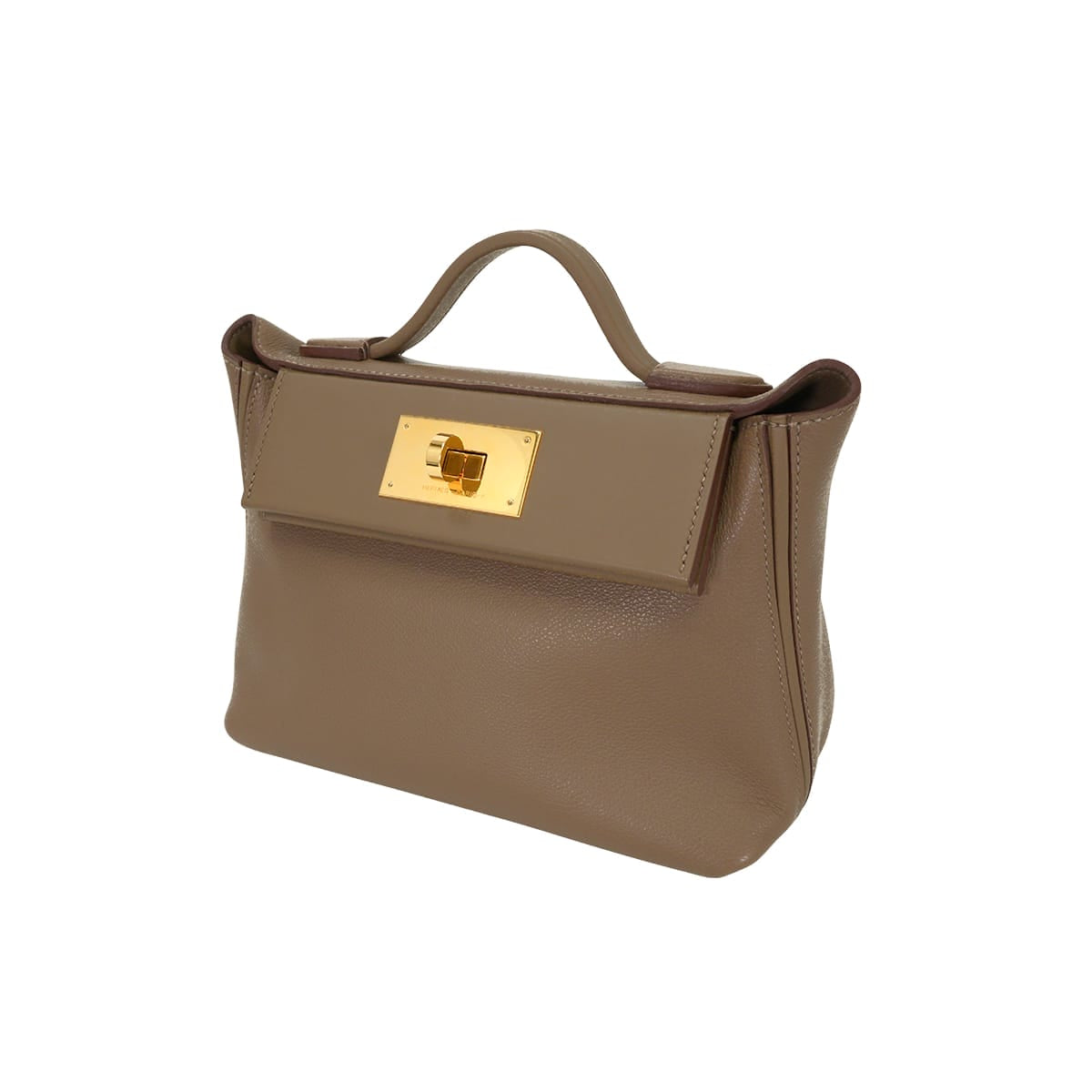 [Pre-loved] HERMES Shoulder bag Sac 24/24 21 Mini Etoupe Evercolor/Veau Swift Gold HW Stamp W[LIKE NEW][Authentic]