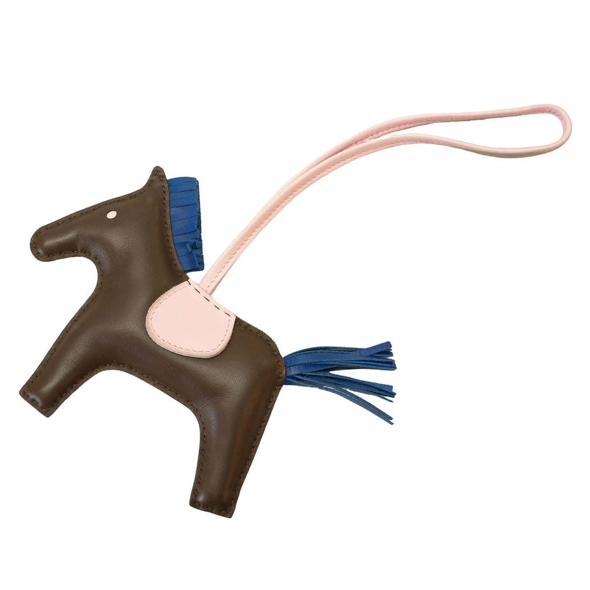HERMES bag charm Rodeo MM Chocolat/Bleu France/Rose Darling Agneau Milo Stamp W[EXCELLENT][Authentic]