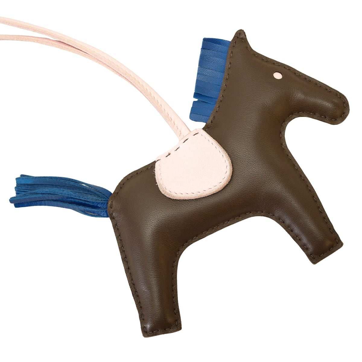 HERMES bag charm Rodeo MM Chocolat/Bleu France/Rose Darling Agneau Milo Stamp W[EXCELLENT][Authentic]