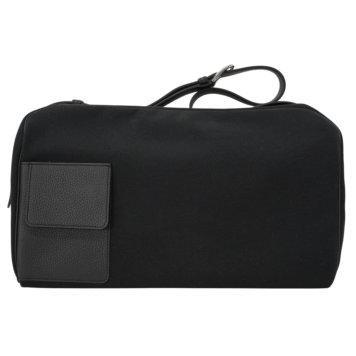 HERMES Shoulder bag Long Courrier Noir (Black) Toile Goeland/Taurillon Clemence Silver HW Stamp B[EXCELLENT][Authentic]