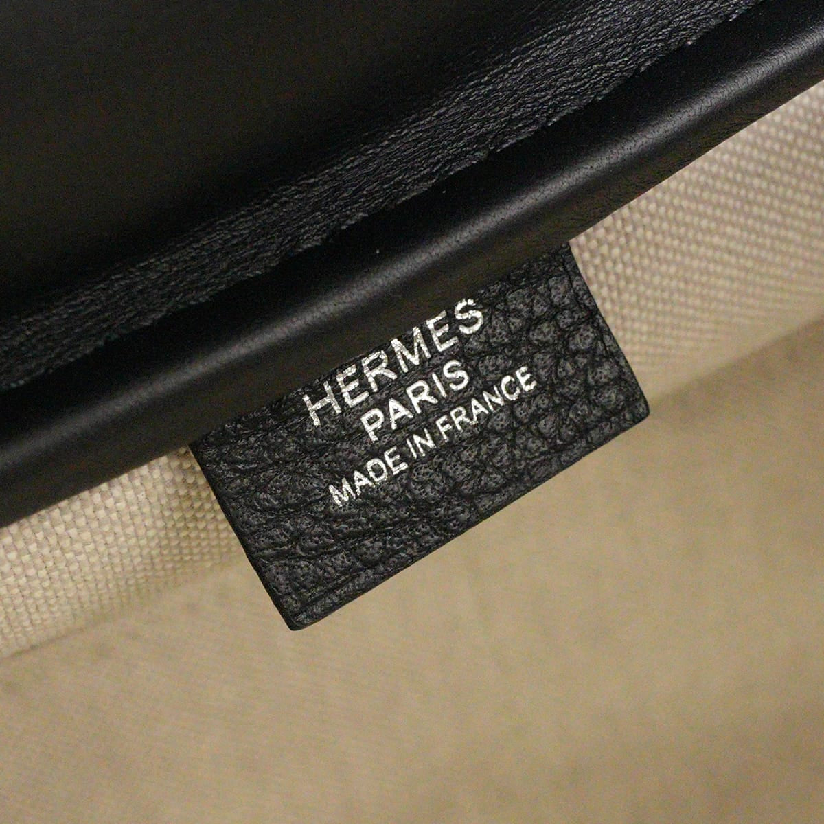 HERMES Shoulder bag Long Courrier Noir (Black) Toile Goeland/Taurillon Clemence Silver HW Stamp B[EXCELLENT][Authentic]