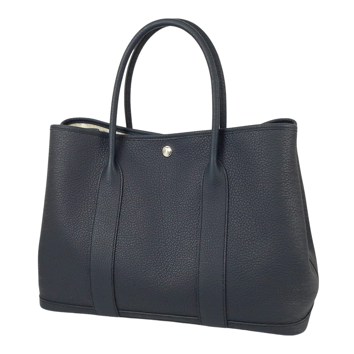 HERMES tote bag Garden Party 36 PM All Leather Blue Indigo Veau Negonda Silver HW Stamp Y[EXCELLENT][Authentic]