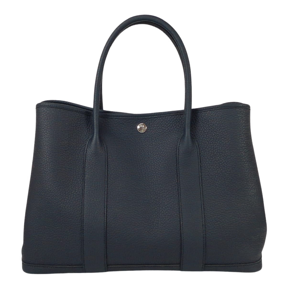 HERMES tote bag Garden Party 36 PM All Leather Blue Indigo Veau Negonda Silver HW Stamp Y[EXCELLENT][Authentic]
