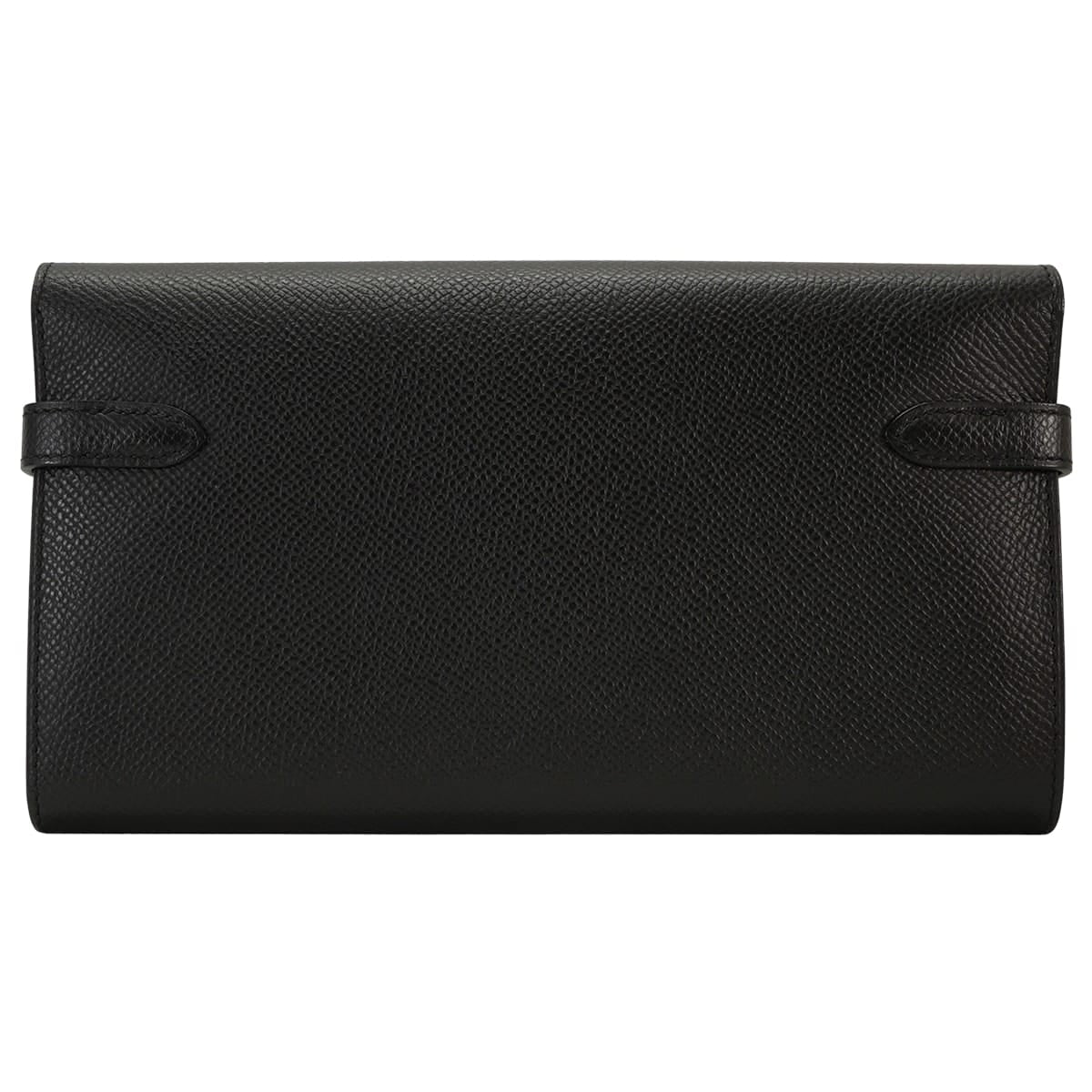 HERMES long wallet Kelly Wallet long Classic Noir (Black) Veau Epsom Silver HW Stamp C[EXCELLENT][Authentic]