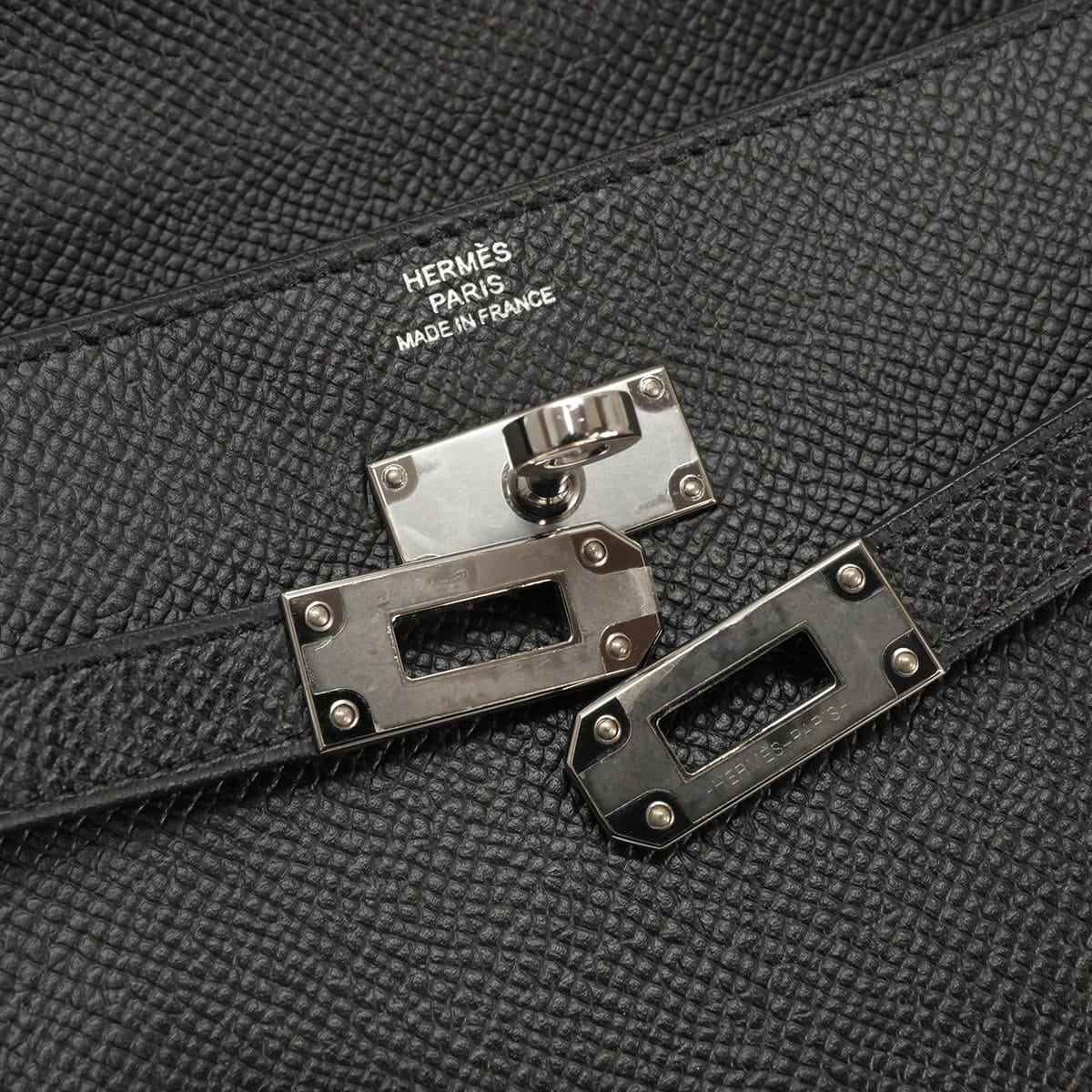 HERMES long wallet Kelly Wallet long Classic Noir (Black) Veau Epsom Silver HW Stamp C[EXCELLENT][Authentic]