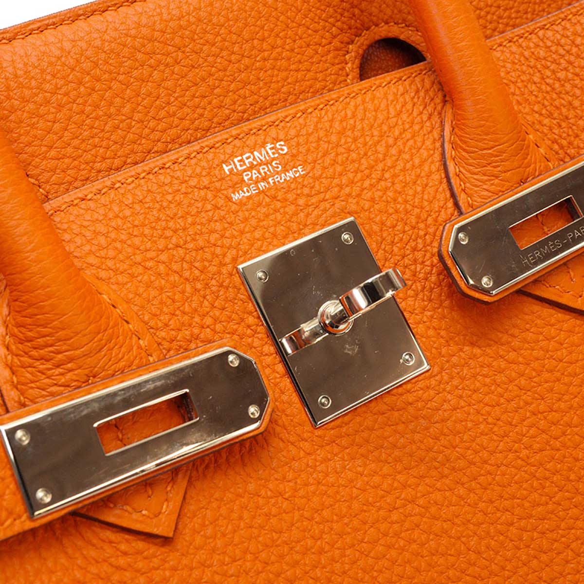 [Pre-loved] HERMES Handbag Birkin30 Orange Veau Togo Silver HW Stamp T[LIKE NEW][Authentic]