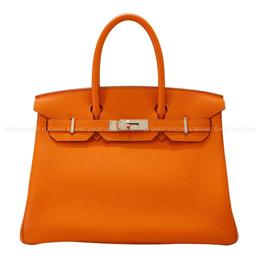 [Pre-loved] HERMES Handbag Birkin30 Orange Veau Togo Silver HW Stamp T[LIKE NEW][Authentic]