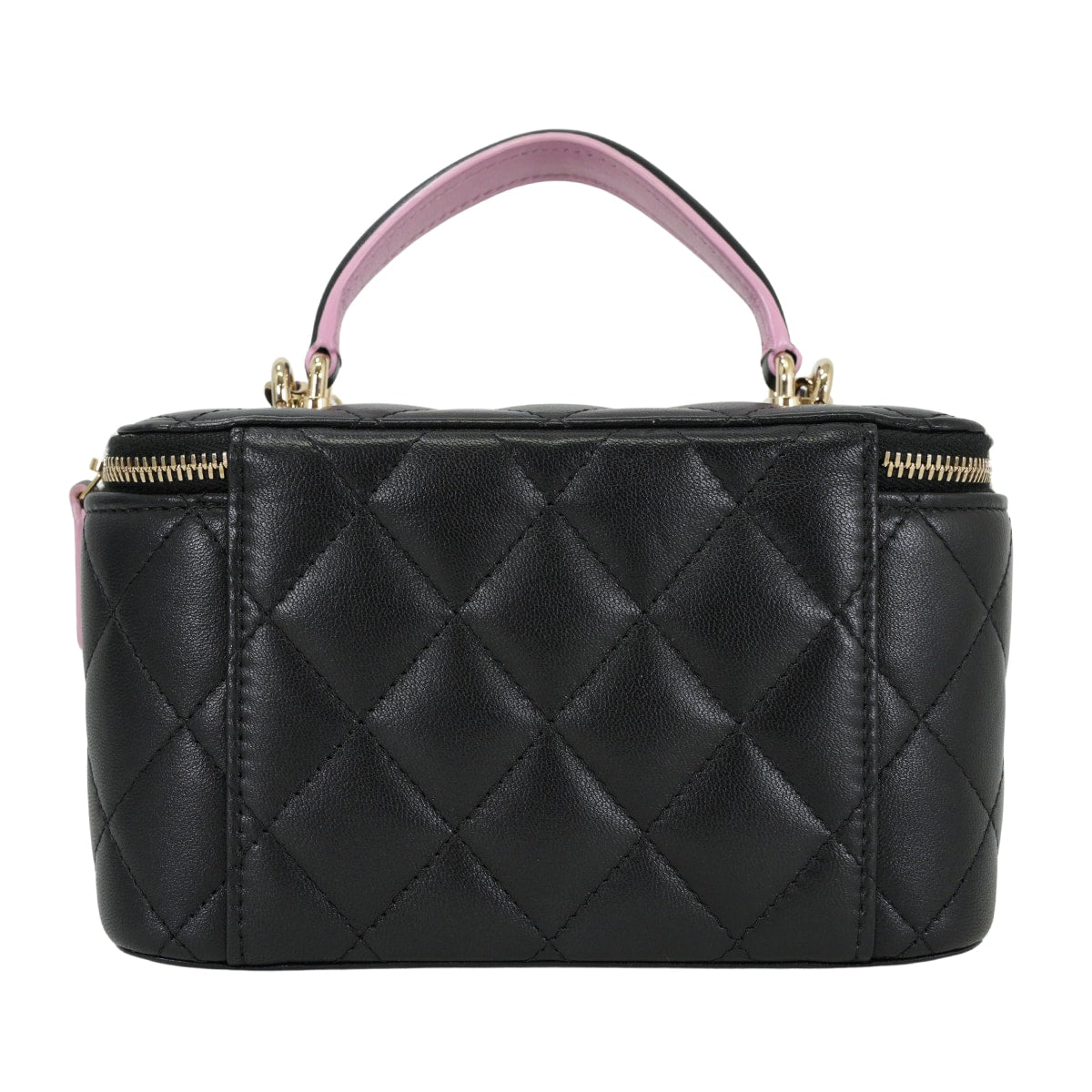 [Pre-loved] CHANEL Shoulder bag Mini Vanity Case Matelasse COCO Mark chain with mirror Noir (Black)/Pink Lambskin Gold HW AP2199[LIKE NEW][Authentic]