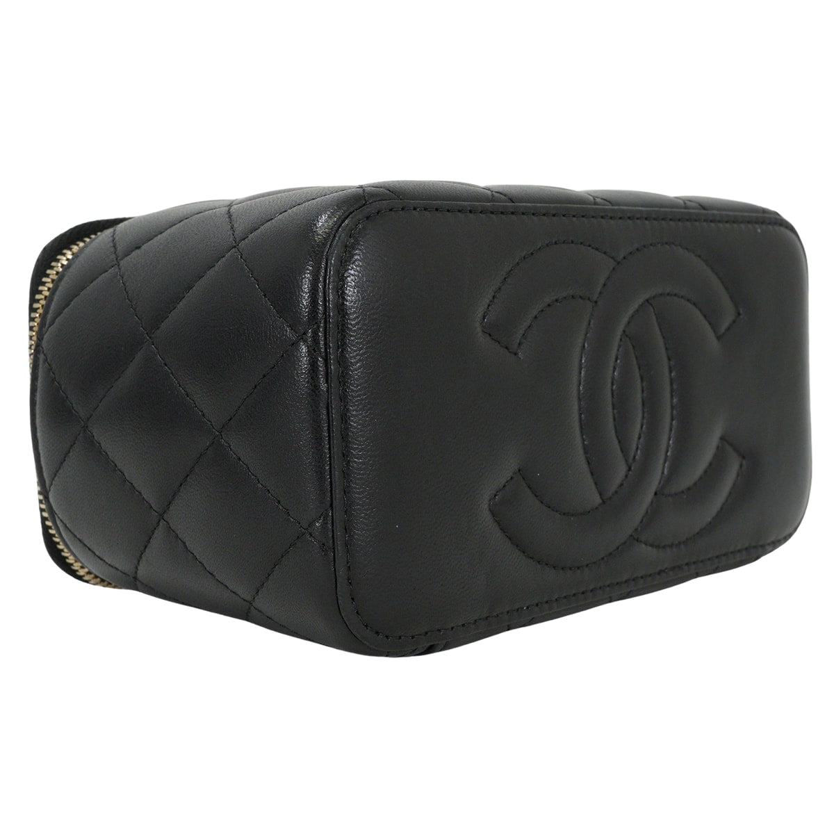 [Pre-loved] CHANEL Shoulder bag Mini Vanity Case Matelasse COCO Mark chain with mirror Noir (Black)/Pink Lambskin Gold HW AP2199[LIKE NEW][Authentic]