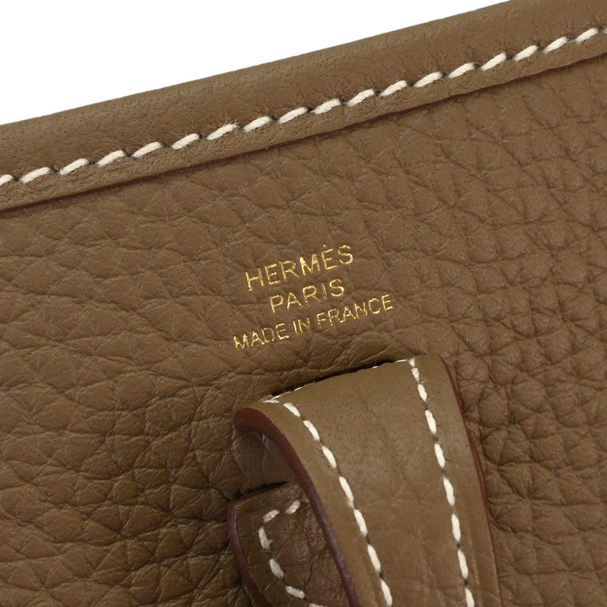 HERMES Shoulder bag Evelyne 16 TPM Amazone Etoupe/Blue Indigo Taurillon Clemence Gold HW Stamp W[EXCELLENT][Authentic]