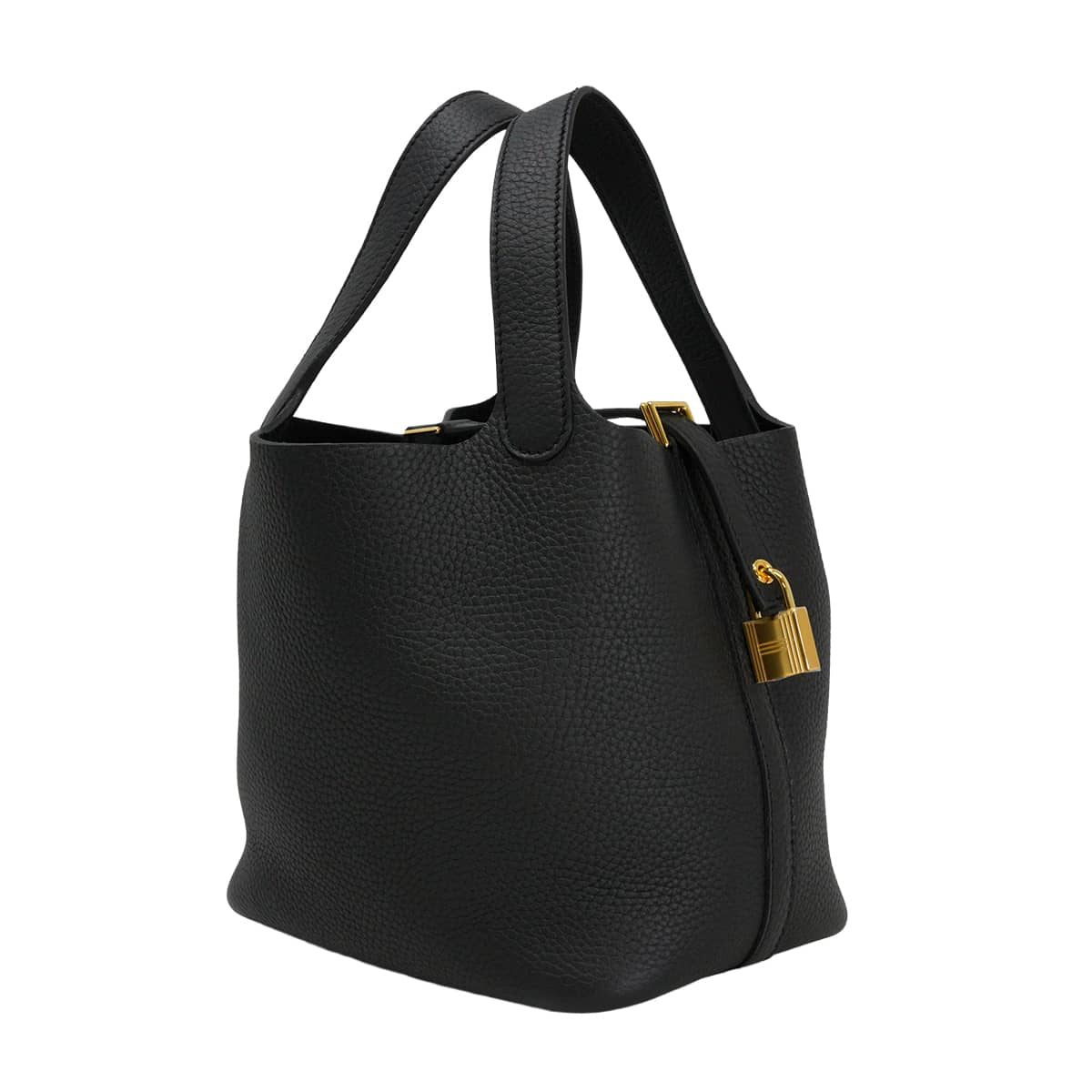 HERMES Handbag Picotin Lock 18 PM Noir (Black) Taurillon Clemence Gold HW Stamp G[EXCELLENT][Authentic]