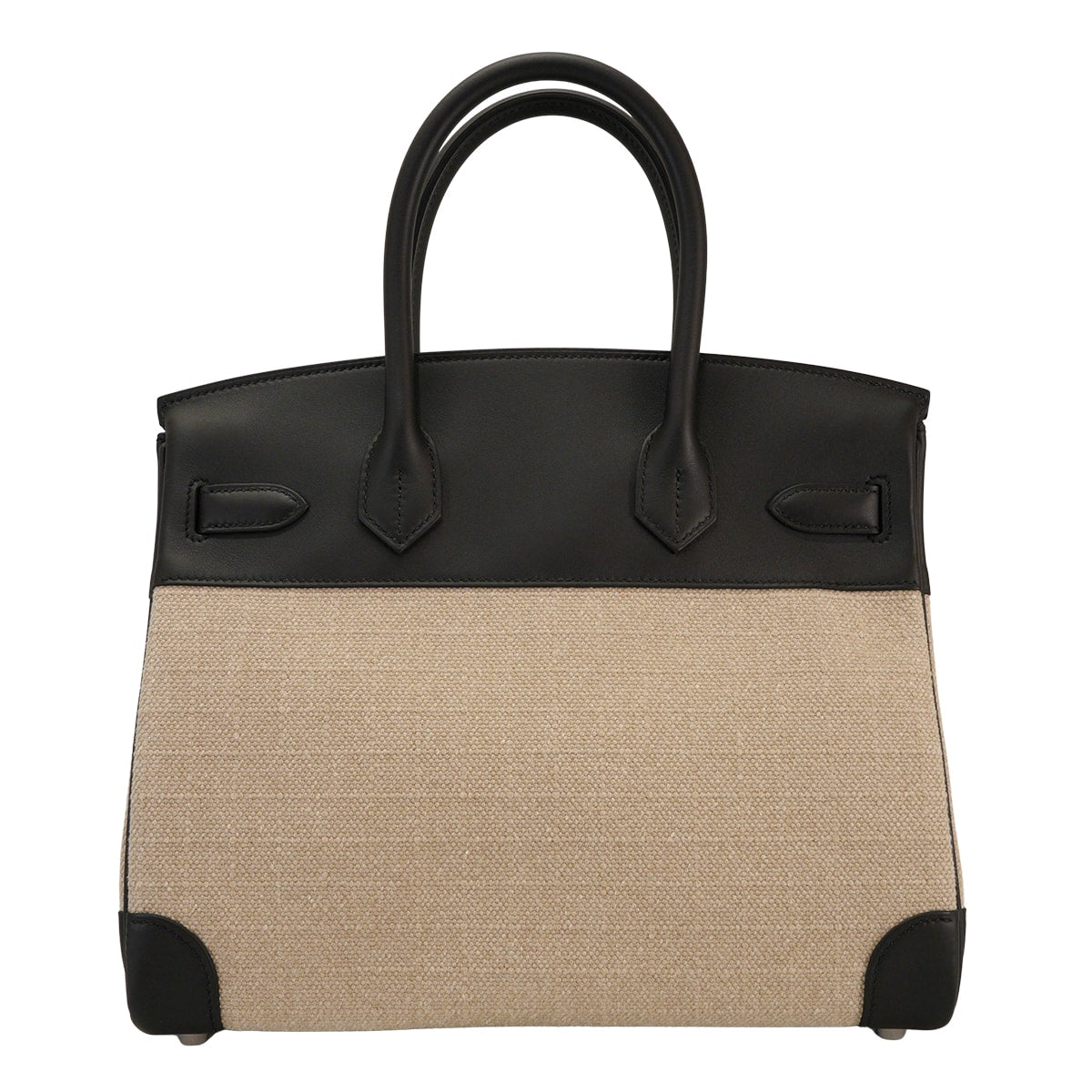 HERMES Handbag Birkin30 Noir (Black)/Ficelle Veau Swift/Toile Bivouac canvas Silver HW Stamp W[EXCELLENT][Authentic]
