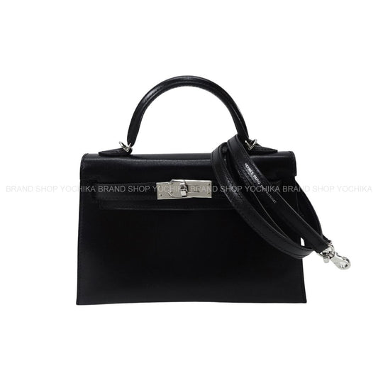 HERMES Shoulder bag Kelly mini 2 Kelly20 Noir (Black) Box Calf Silver HW Stamp G[BRAND NEW][Authentic]