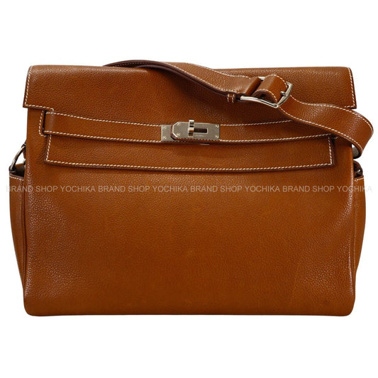 [Pre-loved] HERMES Shoulder bag Kelly Messenger 32 GM Fauve Veau Barenia Silver HW Stamp B[USED A][Authentic]