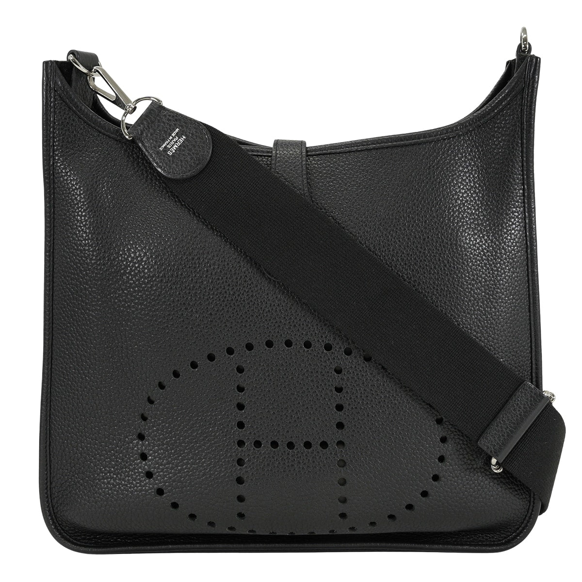 [Pre-loved] HERMES Shoulder bag Evelyne 33 GM Noir (Black) Taurillon Clemence Silver HW Stamp □R[USED SA][Authentic]