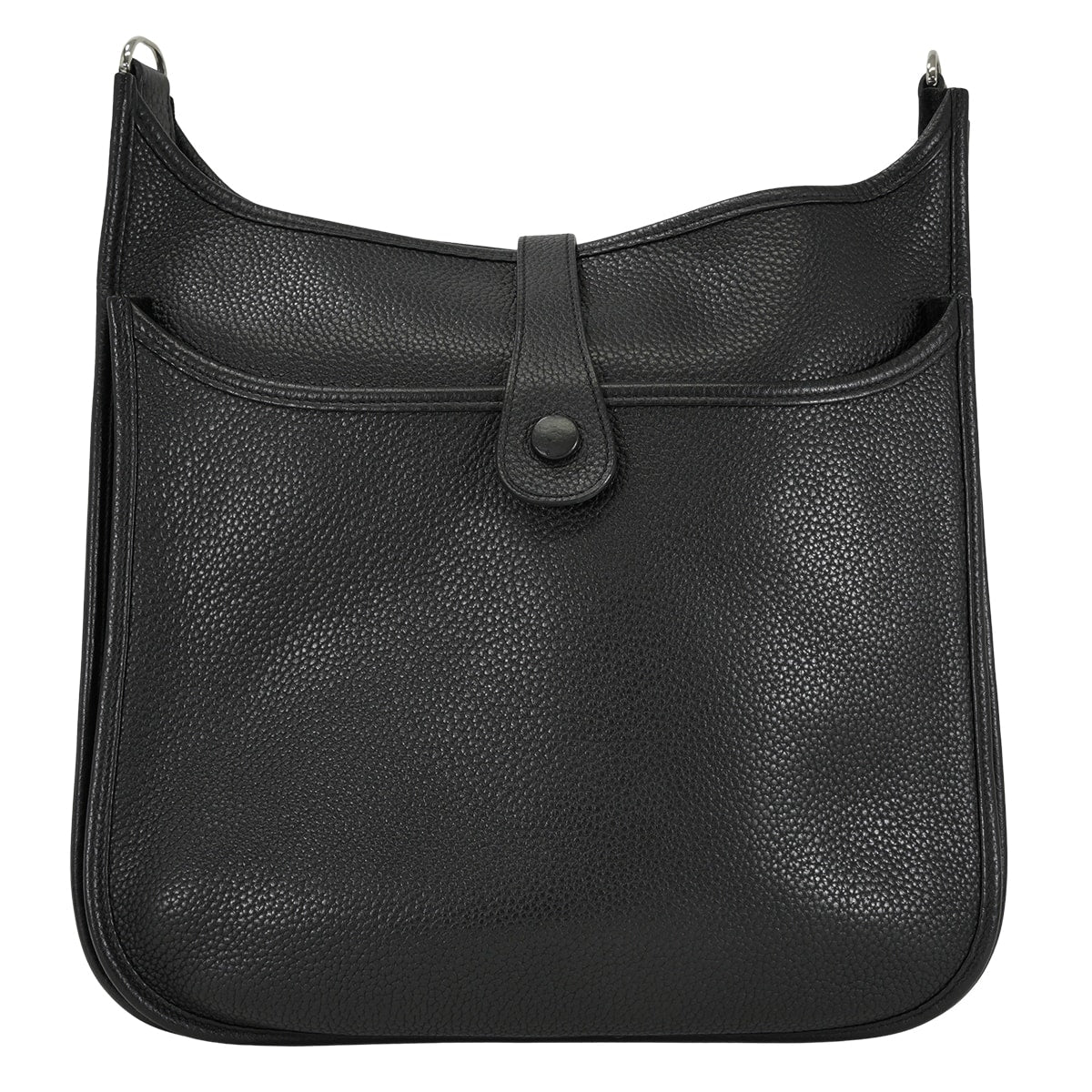 [Pre-loved] HERMES Shoulder bag Evelyne 33 GM Noir (Black) Taurillon Clemence Silver HW Stamp □R[USED SA][Authentic]