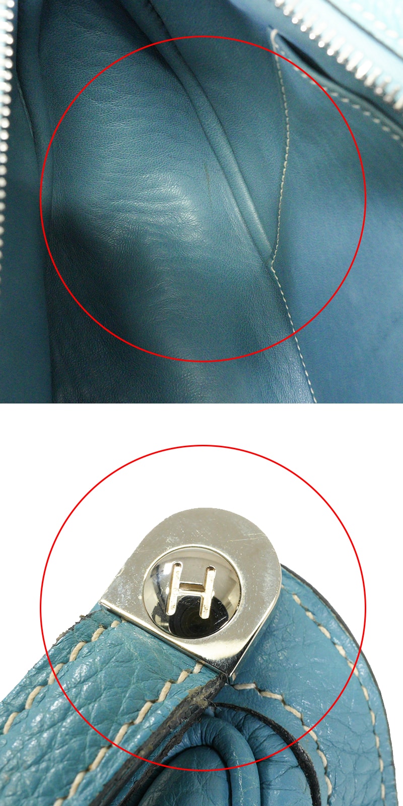 [Pre-loved] HERMES Handbag Caporal Bleu Jean Veau Togo Silver HW Stamp □G[USED A][Authentic]