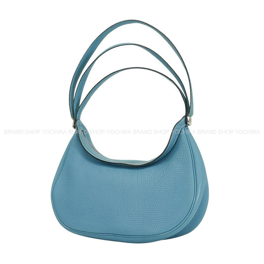 [Pre-loved] HERMES Handbag Caporal Bleu Jean Veau Togo Silver HW Stamp □G[USED A][Authentic]
