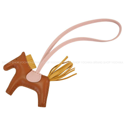 HERMES bag charm Rodeo PM Gold/Paille/Rose Sakura Agneau Milo Stamp G[BRAND NEW][Authentic]