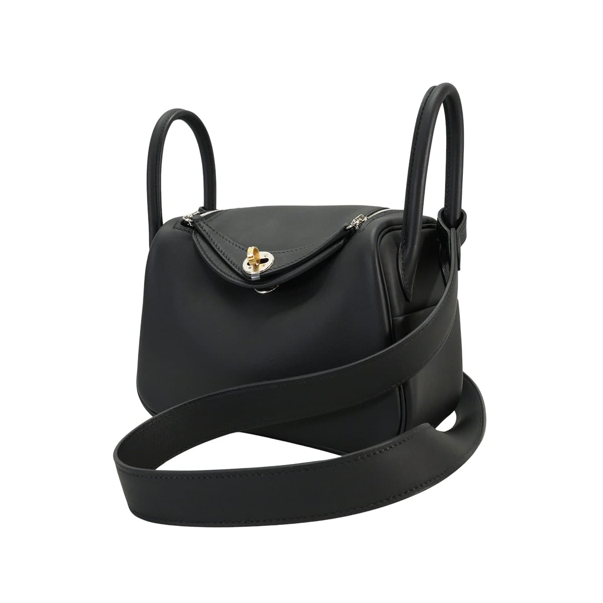 HERMES Shoulder bag Lindy mini 20 Noir (Black) Veau Swift Electrum HW Stamp K[BRAND NEW][Authentic]