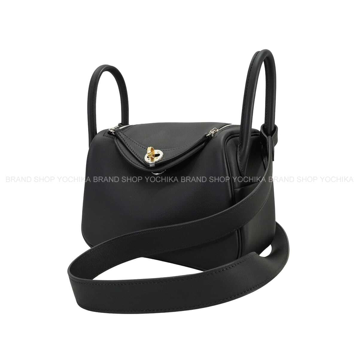 HERMES Shoulder bag Lindy mini 20 Noir (Black) Veau Swift Electrum HW Stamp K[BRAND NEW][Authentic]