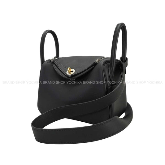 HERMES Shoulder bag Lindy mini 20 Noir (Black) Veau Swift Electrum HW Stamp K[BRAND NEW][Authentic]