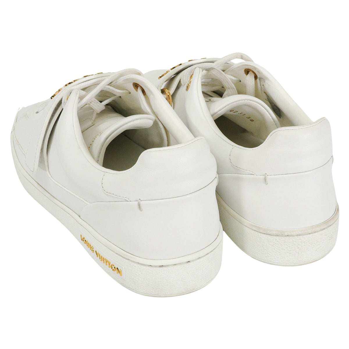 [Pre-loved] LOUIS VUITTON sneakers Frontrow Sneaker with Monogram Strap Blanc (White) Calf #38 Gold HW 1A95Q2[LIKE NEW][Authentic]