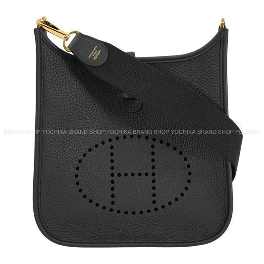 HERMES Shoulder bag Evelyne 23 Noir (Black) Taurillon Clemence Gold HW Stamp G[BRAND NEW][Authentic]