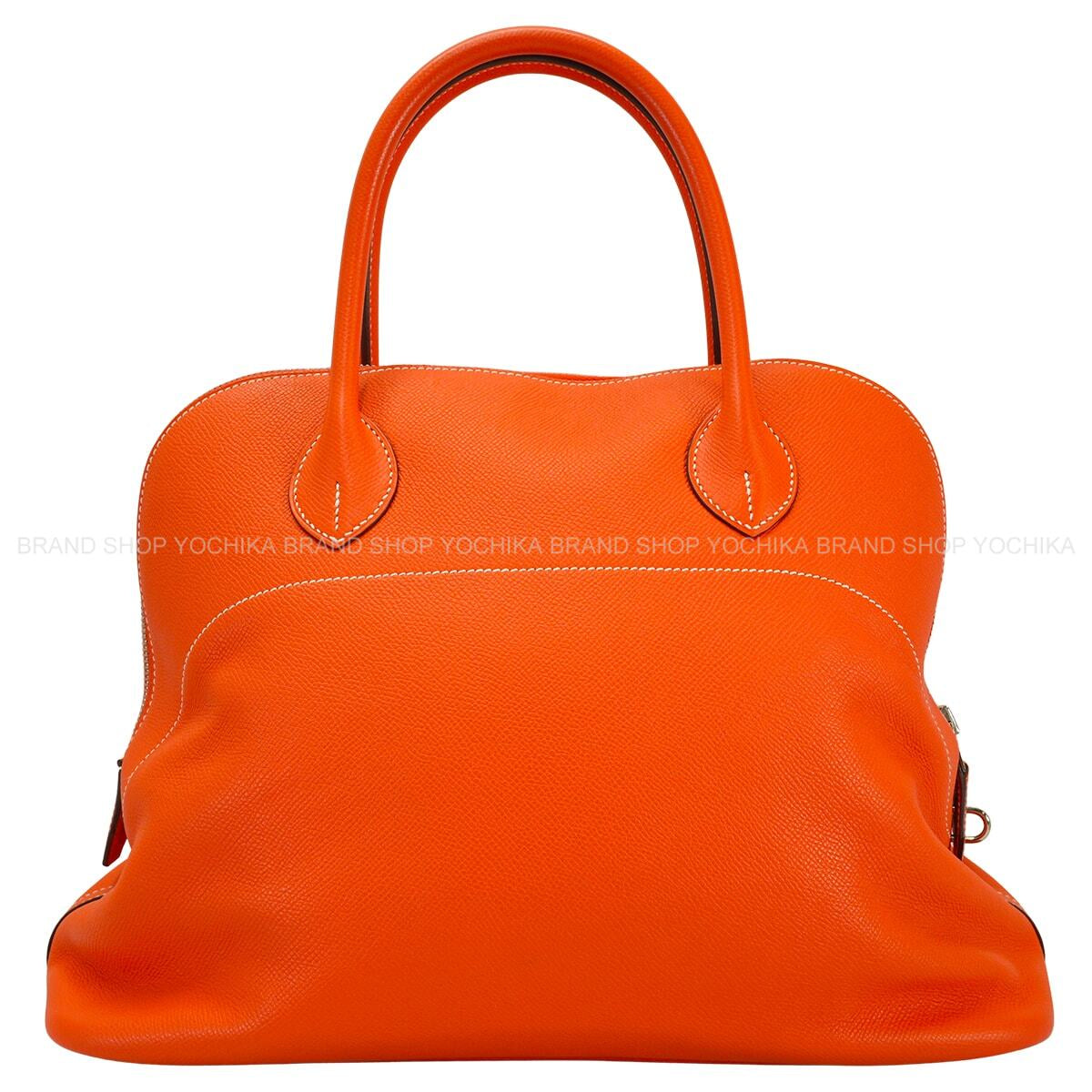 [Pre-loved] HERMES Handbag Bolide Relax 35 Orange Poppy Veau Epsom Silver HW Stamp T[LIKE NEW][Authentic]