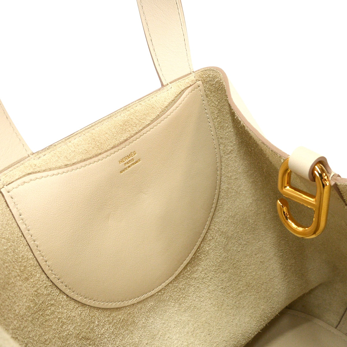 [Pre-loved] HERMES Handbag In the Loop 23 Craie Taurillon Clemence/Veau Swift Gold HW Stamp U[LIKE NEW][Authentic]