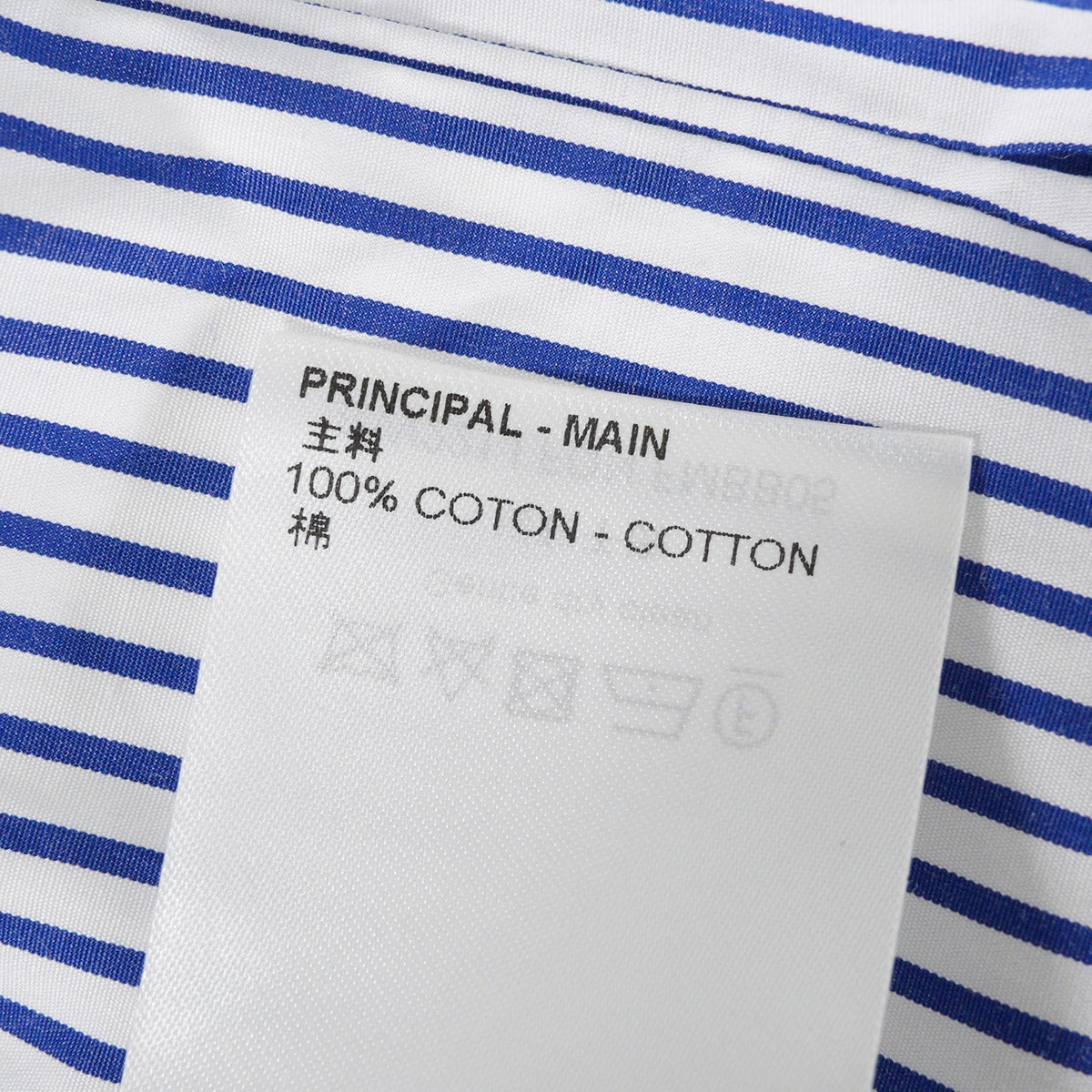 2022SS LOUIS VUITTON Blouse Monogram Stripe Peter Pan Collar Bayadere Blanc (White)/Blue Cotton #36 1A9021[EXCELLENT][Authentic]