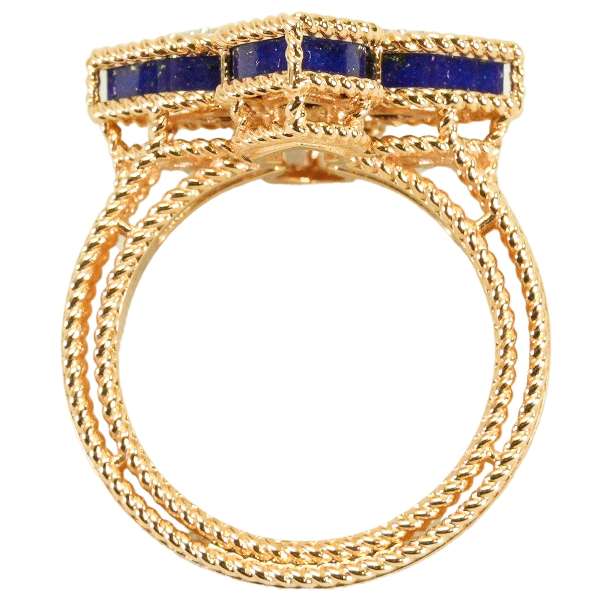 [Pre-loved] Roberto Coin ring Princess Flower Smallpink gold K18PG/Lapis Lazuli/Azure stone/Diamond #51 ADV888RI1837[LIKE NEW][Authentic]