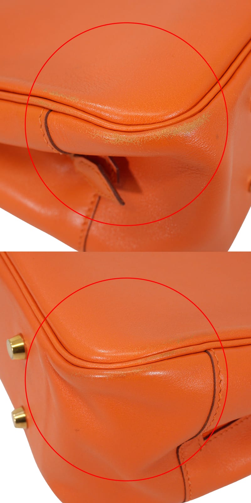 [Pre-loved] HERMES Handbag Lorraine Orange/Noir (Black) Veau Gulliver Stamp □C[USED AB][Authentic]