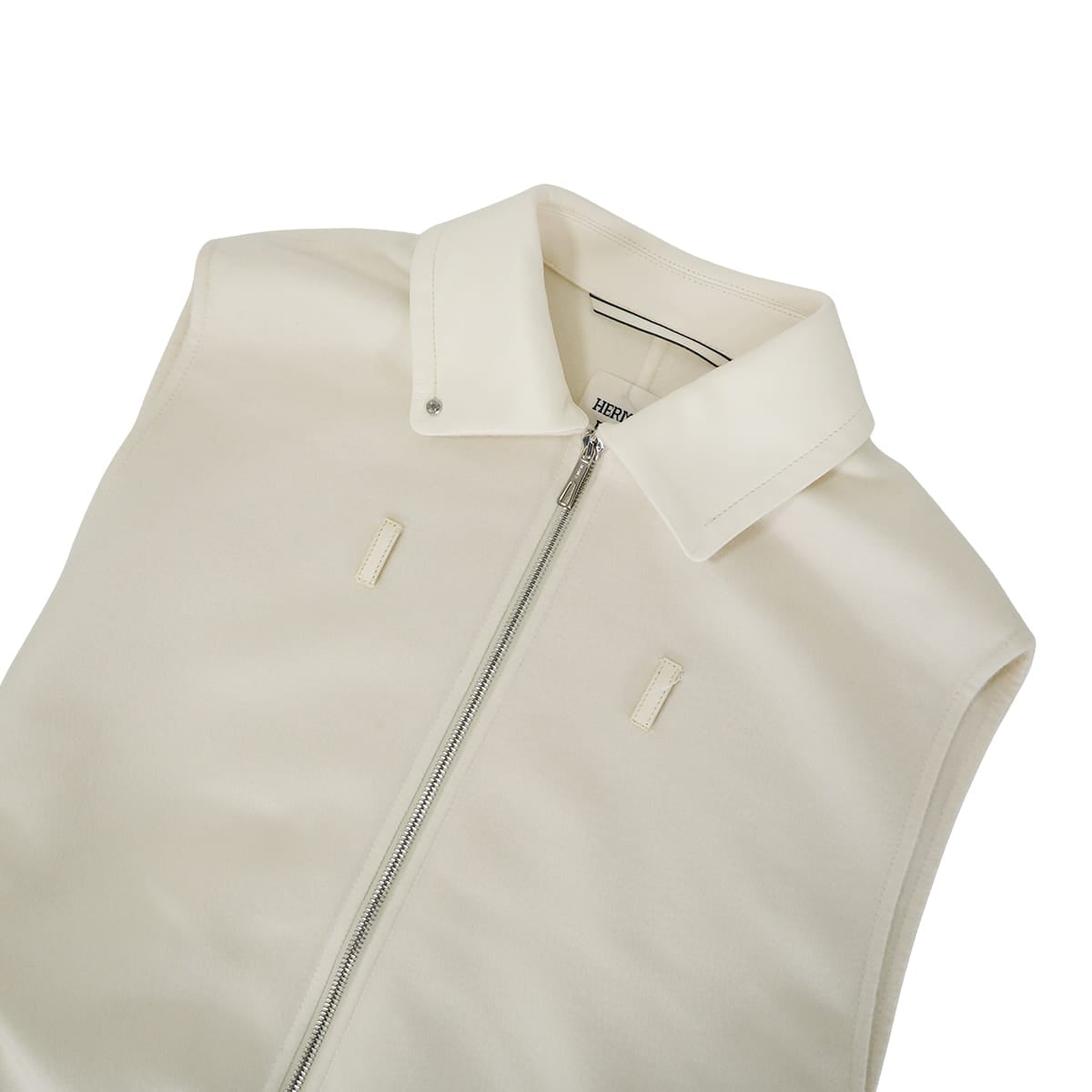 [Pre-loved] HERMES Trench coat Double-face Twin Coat Sellier Buttons Blanc (White) Cashmere #36 Silver HW 4E0141DC[LIKE NEW][Authentic]