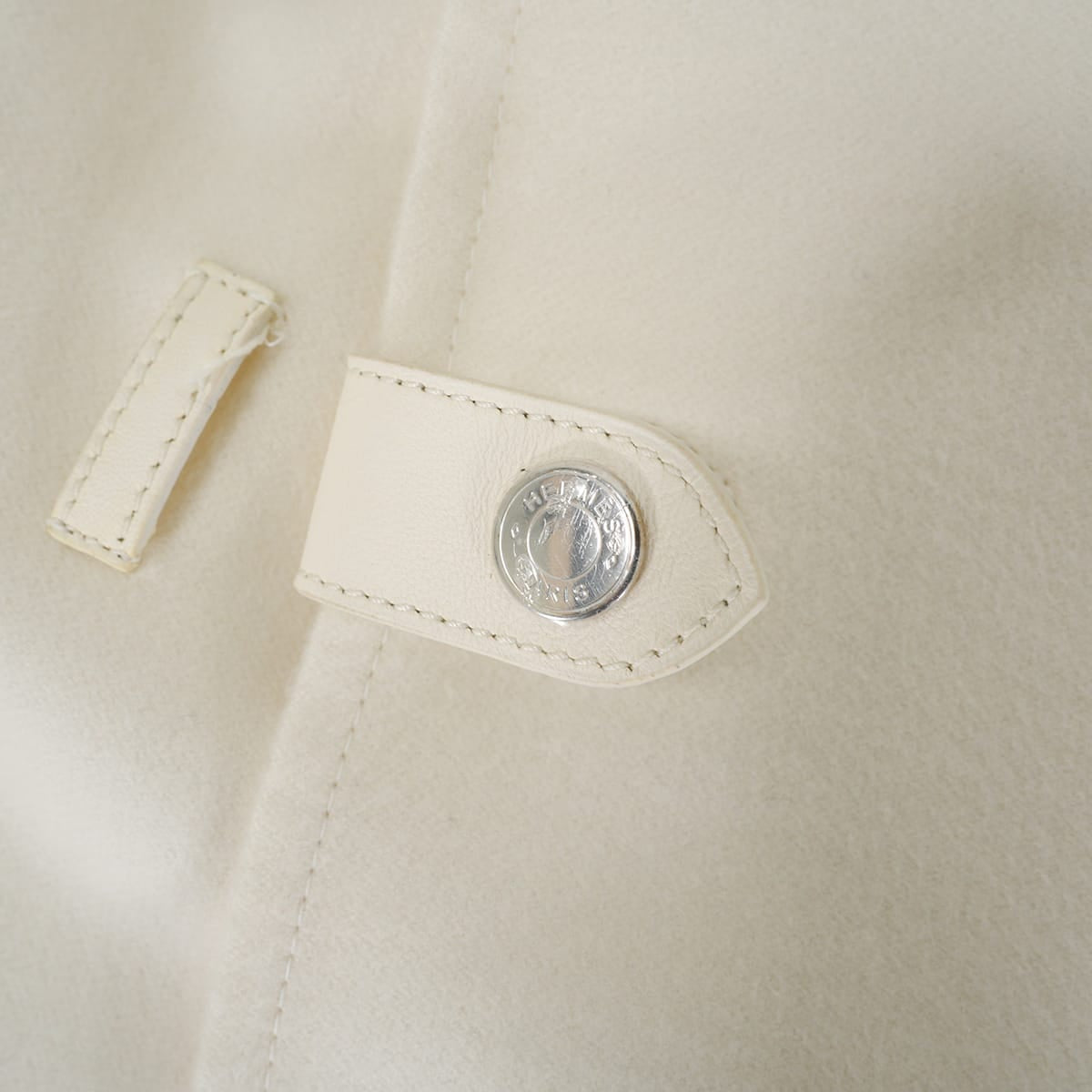[Pre-loved] HERMES Trench coat Double-face Twin Coat Sellier Buttons Blanc (White) Cashmere #36 Silver HW 4E0141DC[LIKE NEW][Authentic]