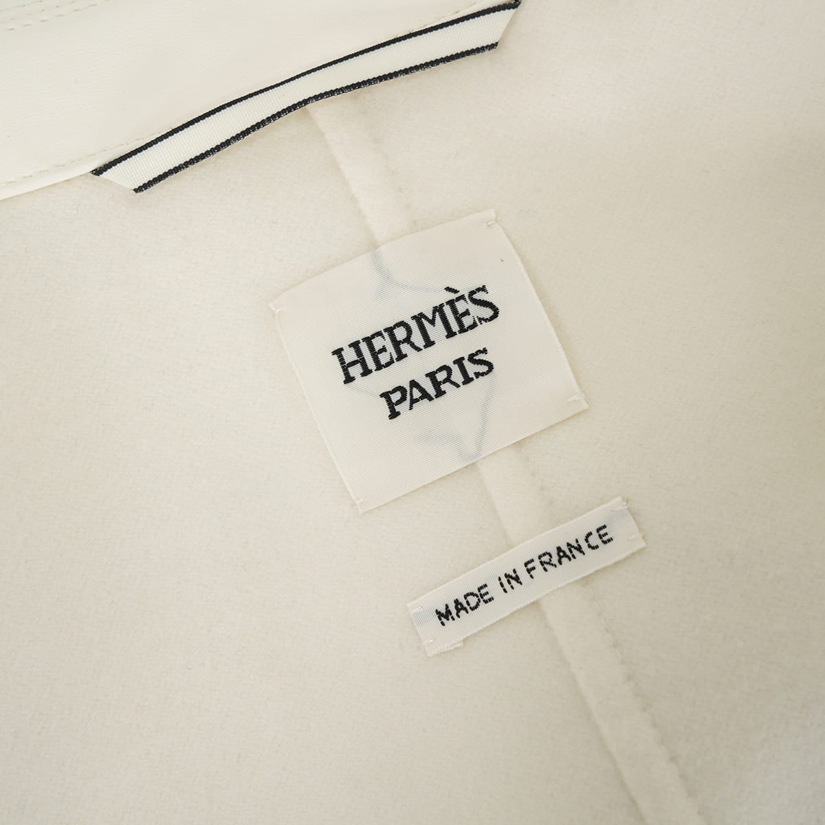 [Pre-loved] HERMES Trench coat Double-face Twin Coat Sellier Buttons Blanc (White) Cashmere #36 Silver HW 4E0141DC[LIKE NEW][Authentic]