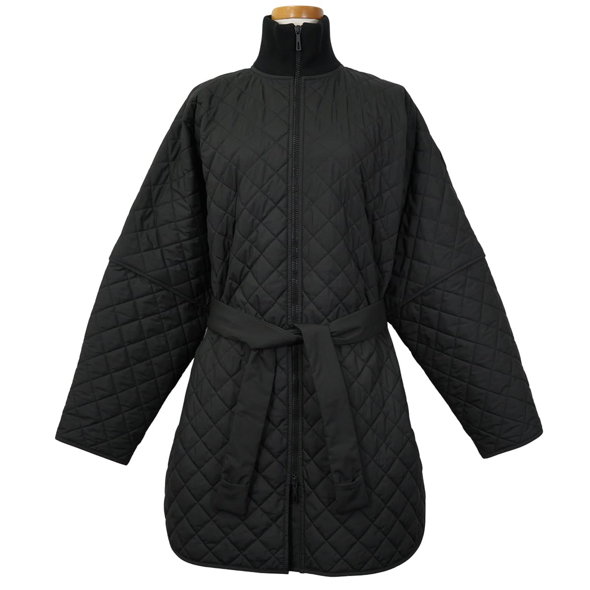 HERMES Quilted Half Coat Jacket Sellier Noir (Black) Polyester #34[EXCELLENT][Authentic]