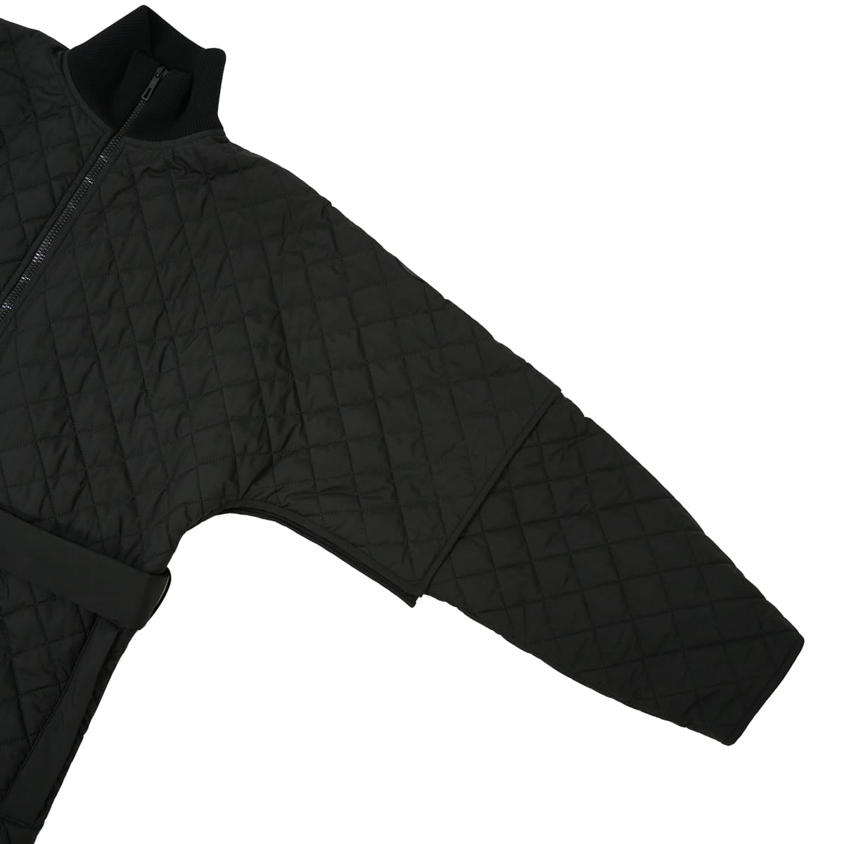 HERMES Quilted Half Coat Jacket Sellier Noir (Black) Polyester #34[EXCELLENT][Authentic]