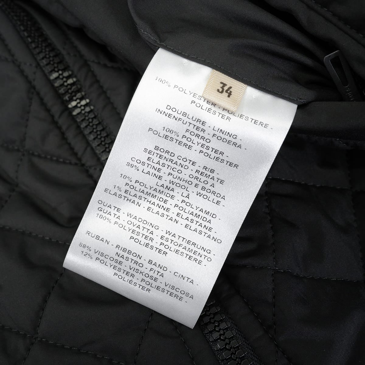 HERMES Quilted Half Coat Jacket Sellier Noir (Black) Polyester #34[EXCELLENT][Authentic]