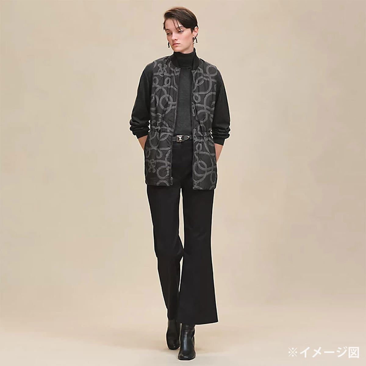 2025AW HERMES Down vest Reversible Palefroi RemixDark Green Polyester #38[EXCELLENT][Authentic]